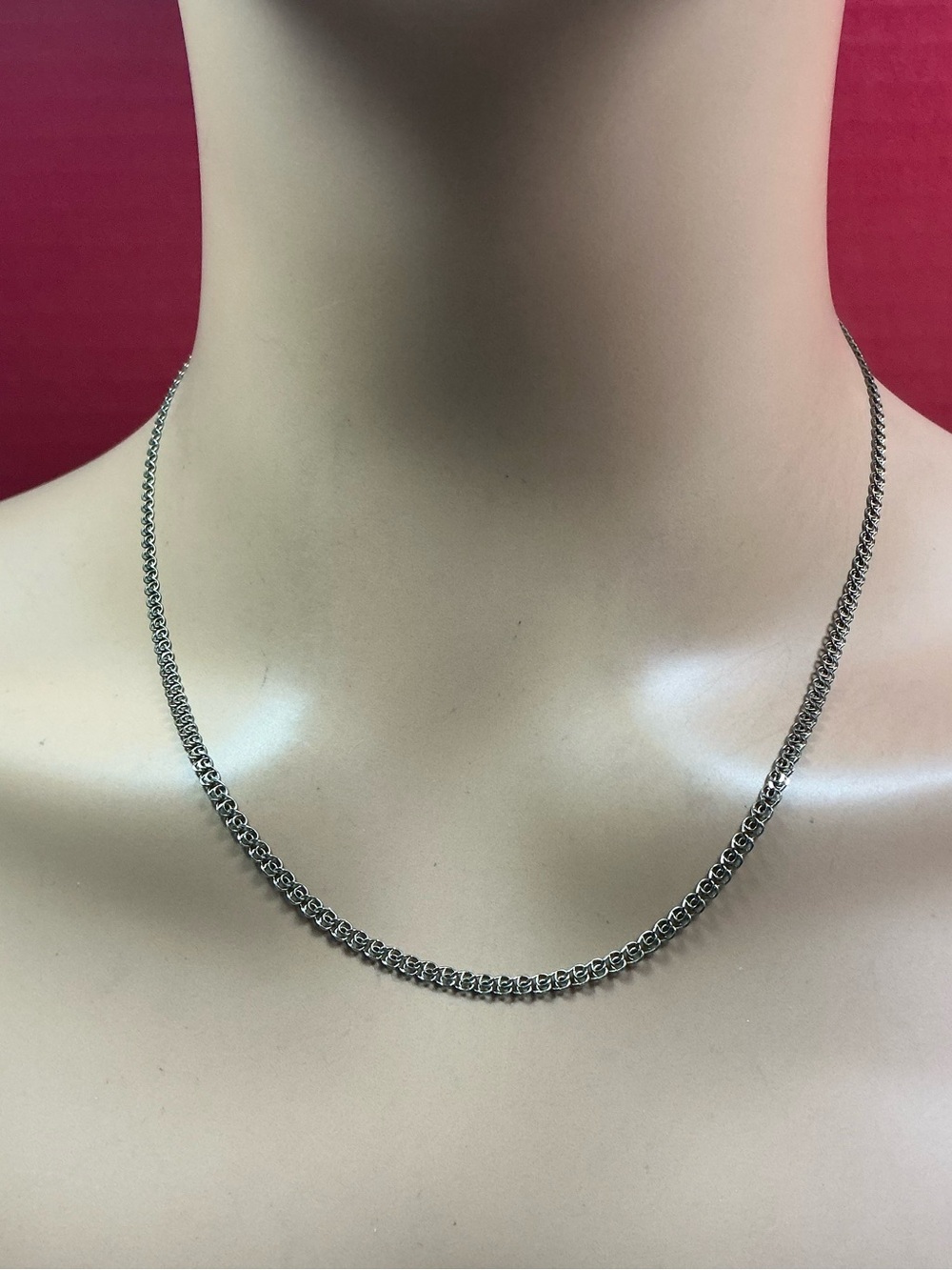 Sterling Silver Unique Link Chain / Necklace gold tone flat. 18.5 inches long